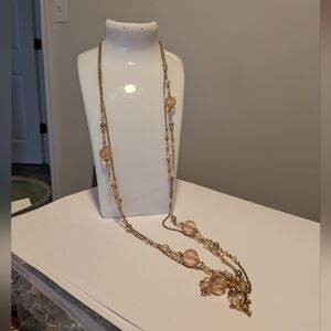 Multistrand Statement Pink Beaded Necklace